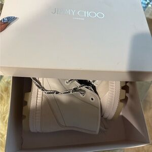 Jimmy Choo Cream High-Top Sneakers
